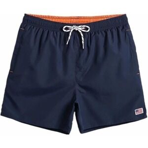 Men Quick Dry Navy Blue Swim Trunks Mesh Lining Size XL Fits Like L